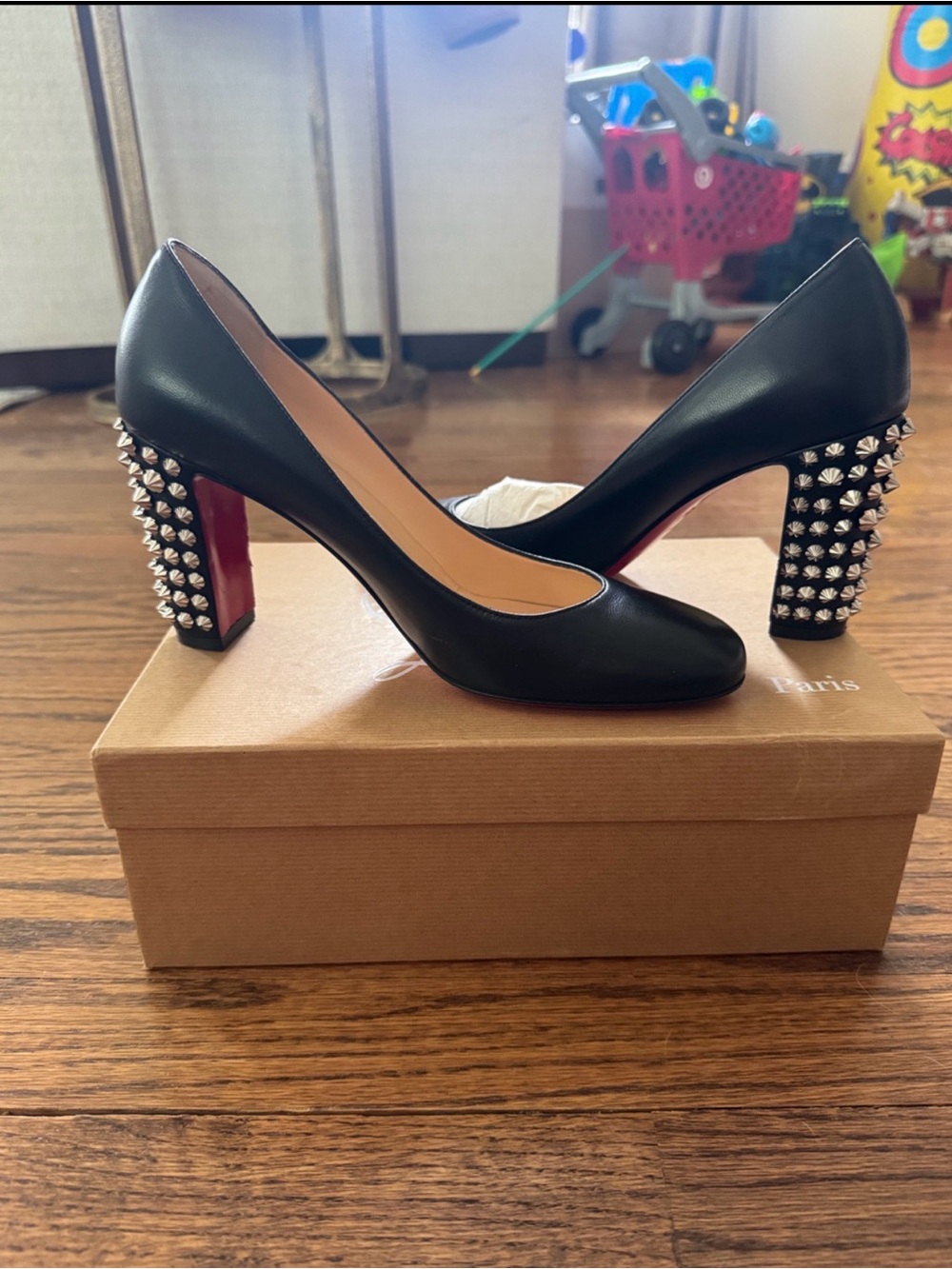 Christian Louboutin Tan Box with Red Ribbon